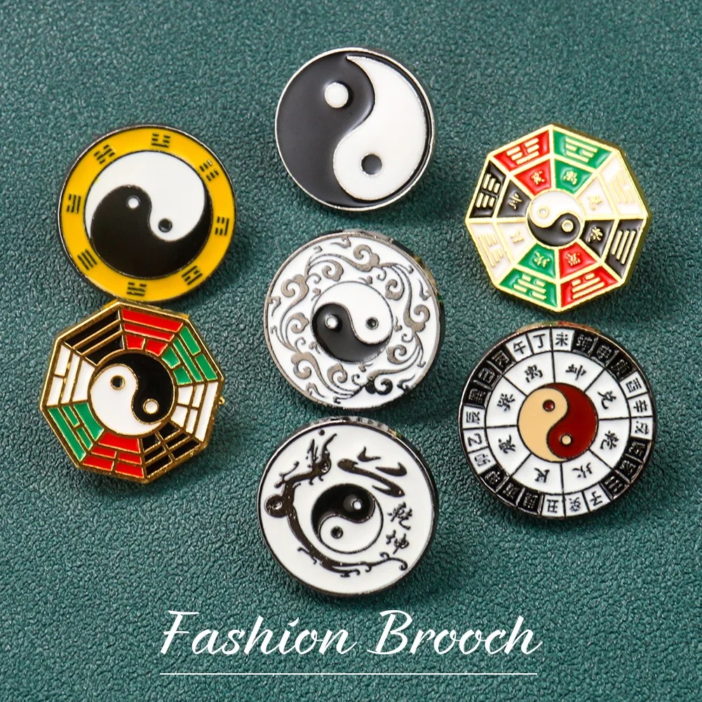 Hunting Outdoor Clothing - Yin Yang Sembolü Metal Broş Dairesel
